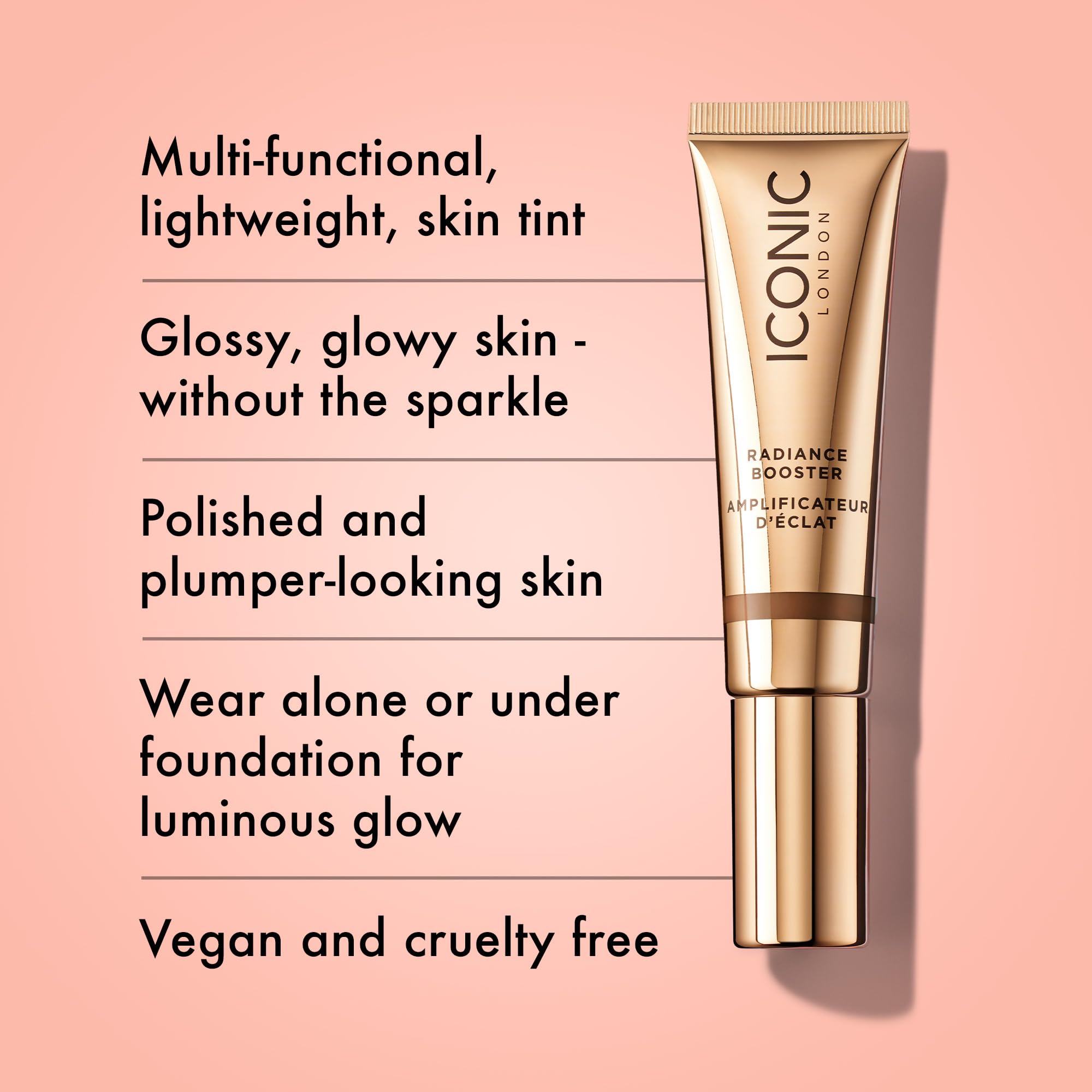 ICONIC London Radiance Booster – Sheer Tinted Primer with Radiant Glow, Deep Glow, 30ml