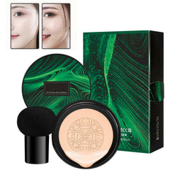 Air Cushion CC Cream Mushroom Head Foundation, CC Cream Foundation, Mushroom Head Air Cushion CC Cream, Bright Makeup Base Long Lasting with Mushroom Makeup Sponge (Ivory)