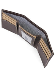 Timberland Men's Canvas & Leather Trifold Wallet - Khaki