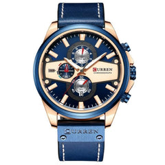 CURREN 8394 Casual Sport Watches for Men Top Brand Luxury Military Leather Wrist Watch Man Clock Fashion Chronograph Wristwatch - BLUE