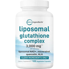 Micro Ingredients Liposomal Reduced Glutathione Complex 3,000mg - 8‑in‑1 Advanced Glutathione Supplement with NAD, Resveratrol, Quercetin, Alpha Lipoic Acid & Vitamin C - 120 Vegetarian Caps