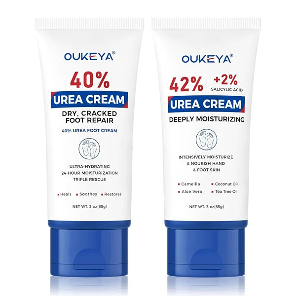 OUKEYA Urea Cream 42 Percent with 2% Salicylic Acid Tube 3 Oz, Urea Foot & Hand Cream for Dry Cracked with Urea Cream 40 Percent Tube 3 Oz