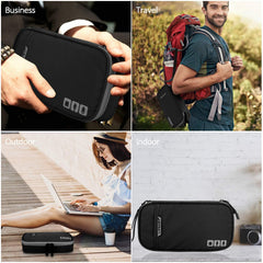 Liumrlte Electronic Organizer Travel Case, Travel Cable Organizer Bag Portable Waterproof Double Layers Electronic Accessories Storage Bag for Adapter Memory Cards USB Cable Charger (Black)