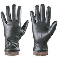 REDESS Winter Leather Gloves for Women, Wool Fleece Lined Warm Gloves, Touchscreen Texting Thick Thermal Snow Driving Gloves - Dark Grey