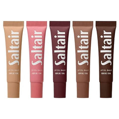 Saltair Hydrating Lip Oil Balm, Clear and Tinted Lip Gloss, Essentials Shades 5 Pack. Moisturizing Vegan Conditioning for Dry Cracked Lips with Glossy High Shine Finish. Coconut Vanilla Flavor