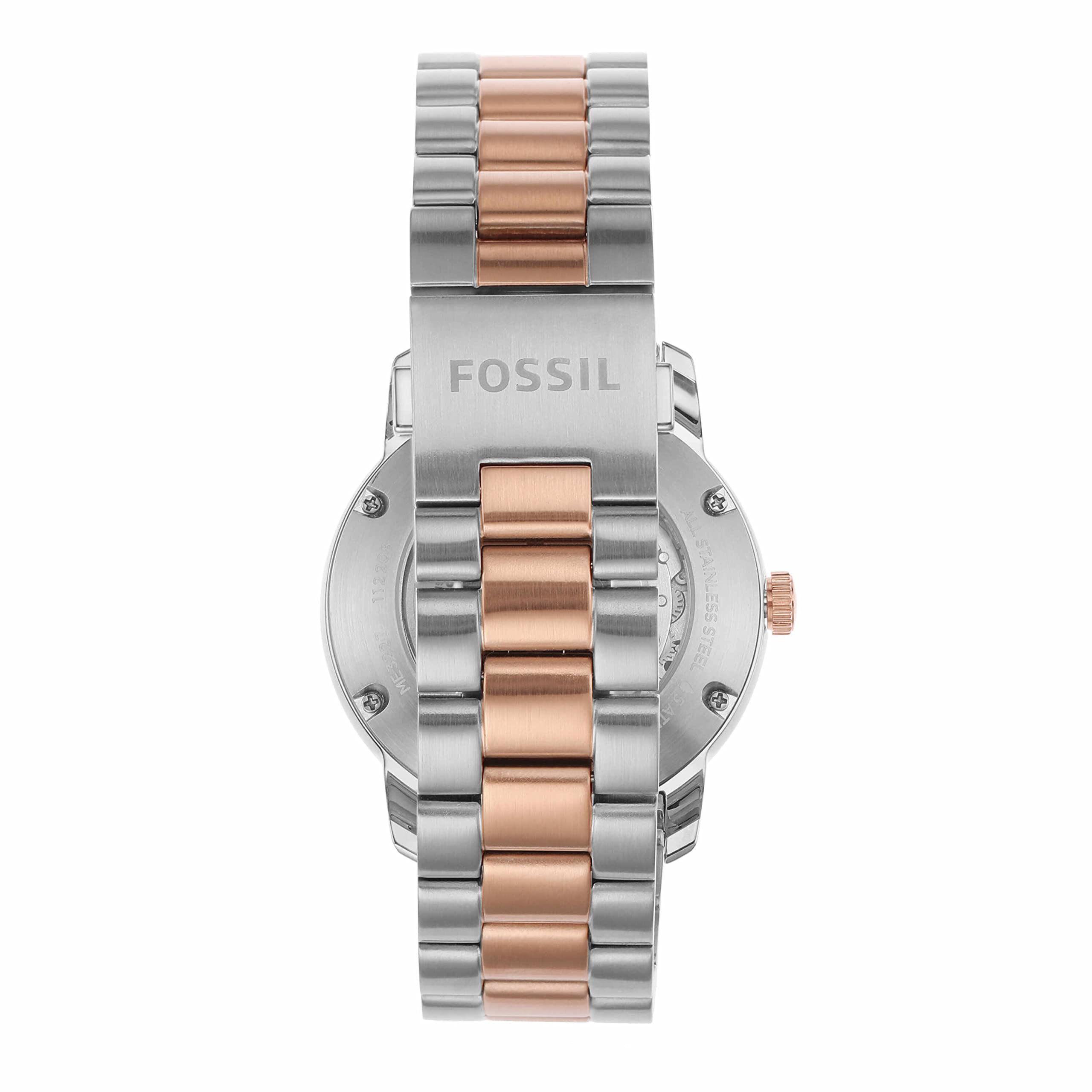 Fossil Heritage Automatic Silver Dial Two-Tone Unisex Watch ME3227