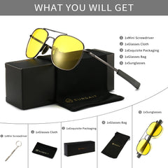SUNGAIT Men's Military Style Polarized Pilot Aviator Sunglasses Bayonet Temples