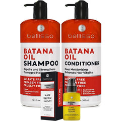 BELLISSO Batana Oil Shampoo and Conditioner Set and Batana Oil Hair Serum