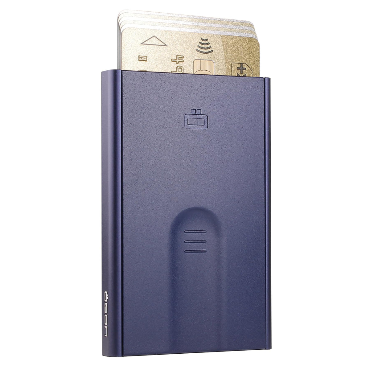 OGON Aluminum automatic card holder Slider - RFID Blocking – The original minimalist slim wallet for men and women - Up to 6 cards - Matt Paint Navy Blue