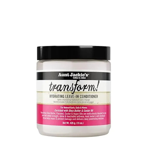 Aunt Jackie's Curls and Coils Transform Hydrating Leave In Creme Conditioner for All Hair Types and Textures, 15 oz