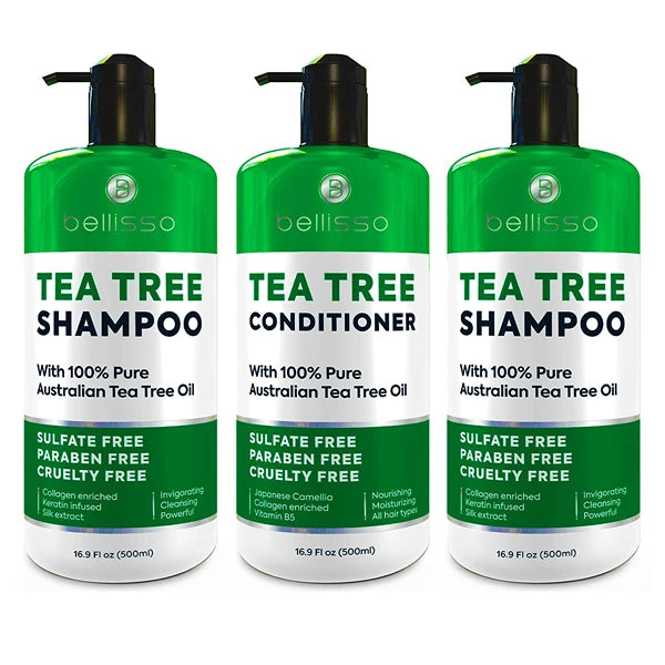 BELLISSO Tea Tree Oil Shampoo and Conditioner Set and Tea Tree Oil Shampoo