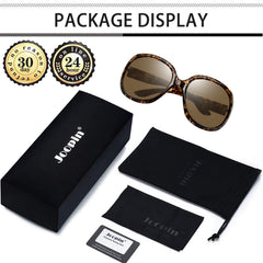 Joopin Polarized Sunglasses for Women, Ladies Big Frame Polarized Eyewear UV400 Protection Driving Fishing - Crystal Leopard/Brown