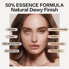Carslan Sheer Liquid Foundation With Hydrating Serum, 24H Long-Lasting Moisturization, Medium Full Coverage, Anti-Aging, Build Dewy Health Skin, P01 Fair Porcelain, 1 FlOz