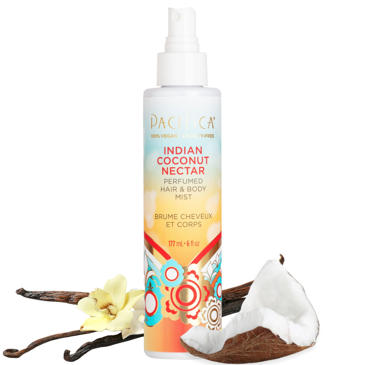 Pacifica Beauty, Indian Coconut Nectar Hair Perfume & Body Mist, Coconut and Creamy Vanilla Scent, Natural + Essential Oils, Alcohol Free, 100% Vegan and Cruelty Free, Clean Fragrance