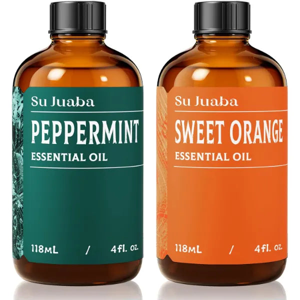 SU JUABA Peppermint Essential Oil and Sweet Orange Essential Oil - 4 Fl Oz