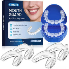 SWturK Anti Grinding Guard, Mouth Guard for Clenching Teeth at Night, Mouth Guard for Sleeping, Comfortable & Reusable Adult Night Guards for Teeth Grinding, Includes 4pcs & 1 Travel Case