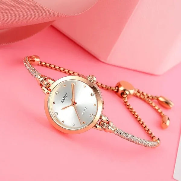 SKMEI Women Watch Bracelet Diamond Ladies  Small Rose Gold Fashion Luxury Thin Waterproof