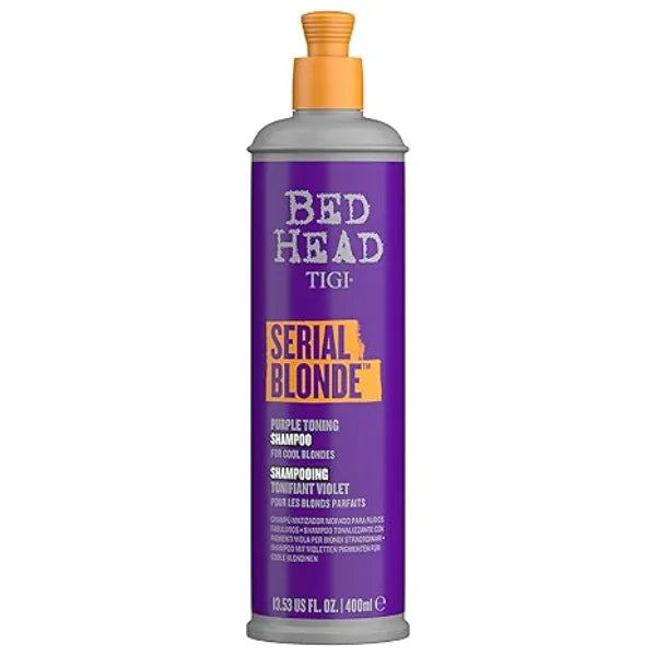 TIGI Bed Head by TIGI Serial Blonde Purple Toning Shampoo for Cool Blondes, Neutralizes Brass Tones, Sulfate Free, 13.53 fl oz