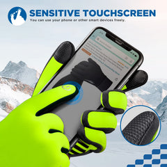 SIMARI Winter Gloves Men Women Touch Screen Glove Cold Weather Warm Gloves Freezer Work Gloves Suit for Running Driving Cycling Working Hiking 102 - Light Lime