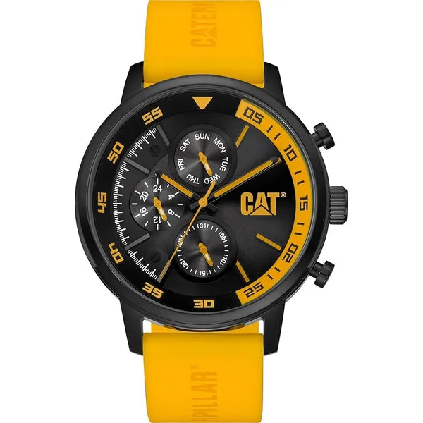 Caterpillar at 'Sail' Men Watch, 46mm case, Black face, Stainless Steel case, Silicone Strap, Black dial (AK.169.27.127)