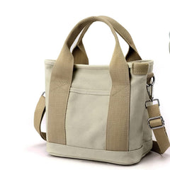 MAAWO Large Capacity Multi-Pocket Handbag Canvas Japanese Handmade Tote Crossbody Bag Shoulder Purse for Work Daily Travel (Khaki)