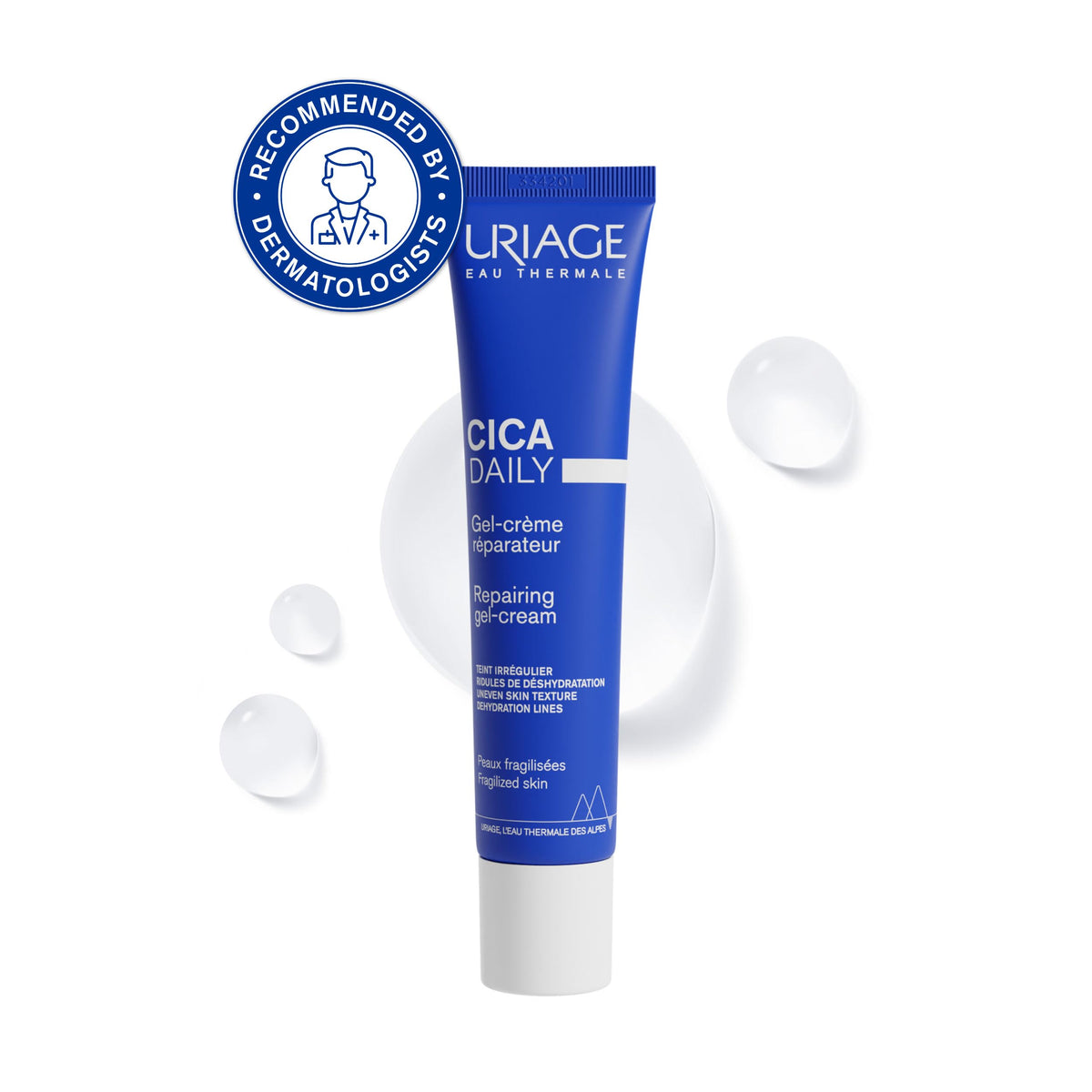 Uriage Bariederm CICA-Daily Gel-Cream 1.35 fl.oz. | Anti-Aging Face Cream that Prevents Fine Lines & Visible Imperfections | Hydrating Skin Therapy with Centella Asiatica & Hyaluronic Acid