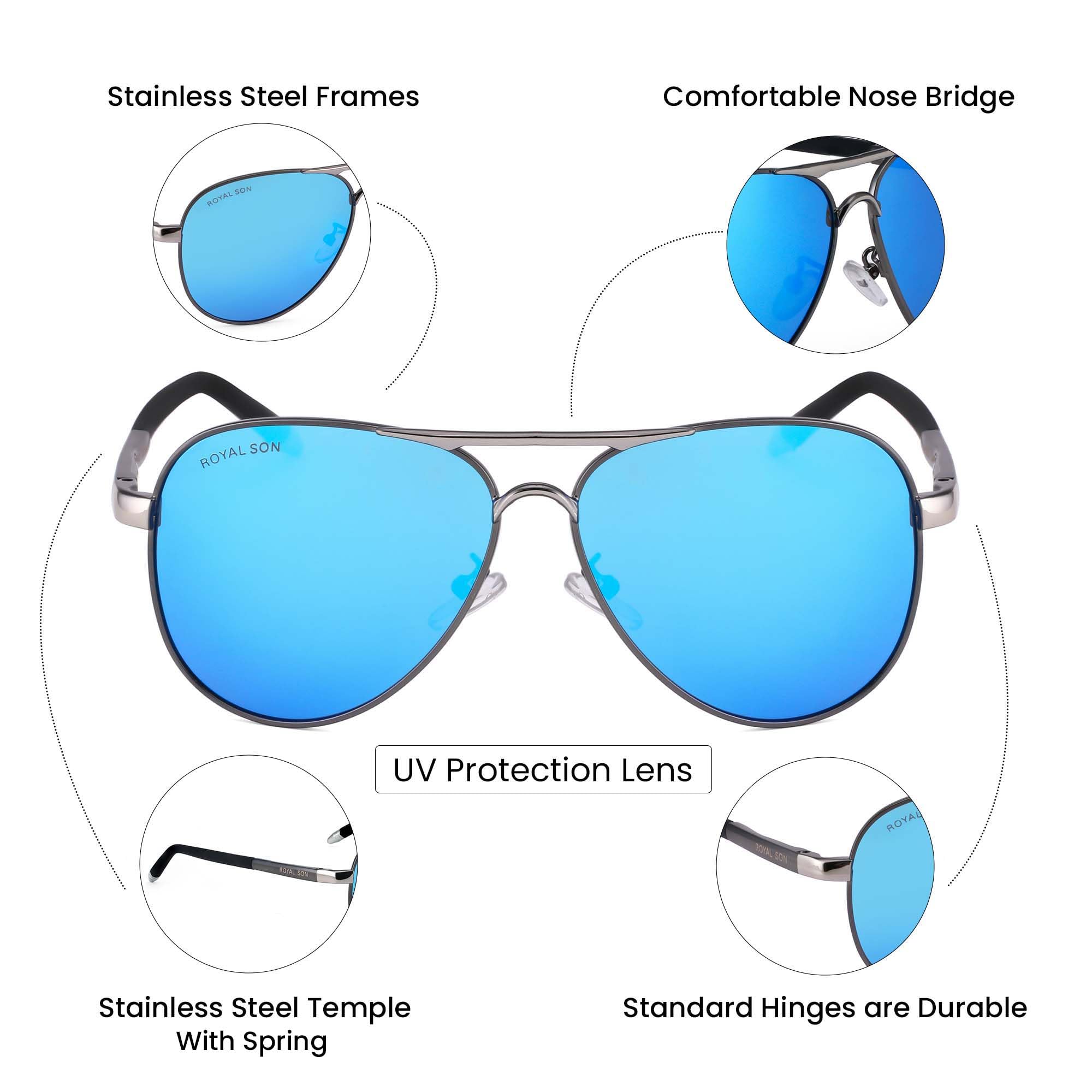 Royal Son Aviator Men Women Polarized Sunglasses for 100% UV Protection