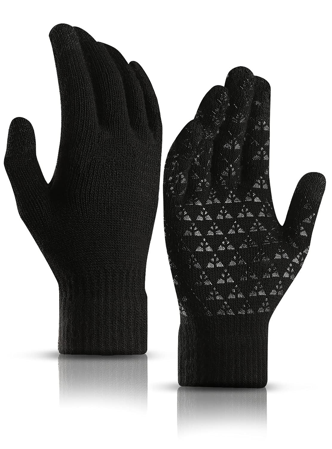 Veximind Winter Gloves for Men and Women - Upgraded Touchscreen Thermal Knit Gloves for Cold Weather, Running, Driving, Hiking - Black