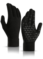 Veximind Winter Gloves for Men and Women - Upgraded Touchscreen Thermal Knit Gloves for Cold Weather, Running, Driving, Hiking - Black
