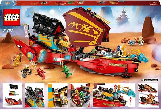 LEGO 71797 NINJAGO Destiny's Bounty - race against time, Ninja Air Ship Toy Set with 2 Dragon Figures & 6 Minifigures, 2023 Vehicle Set, Birthday Gift Idea for Kids