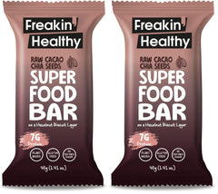 Freakin Healthy Raw Chocolate Chia Seed Superfood Bar – Naturally Sweetened Protien Snack, Plant-Based Ingredients - 40g (Pack of 2)