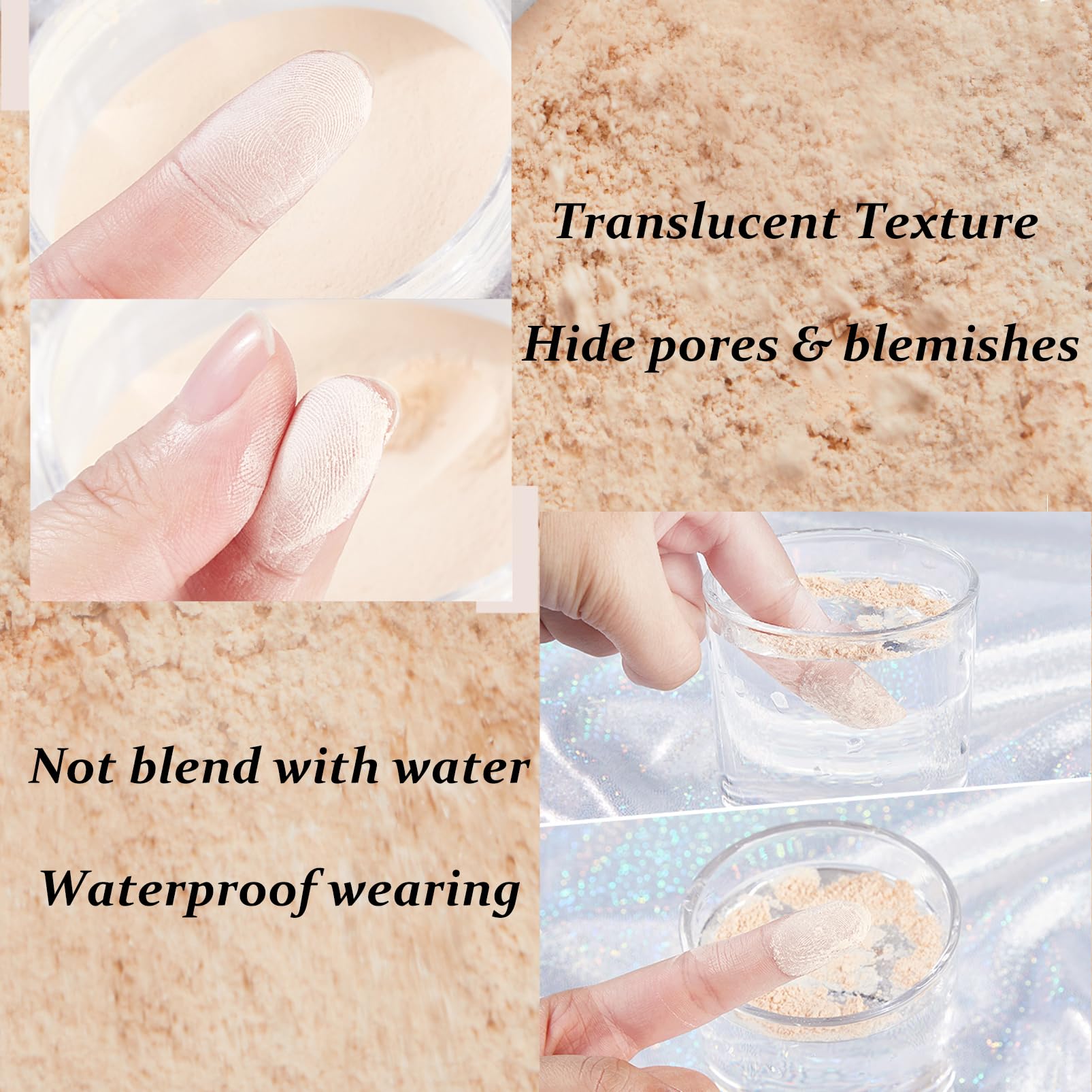 Translucent Face Powder - Loose Setting Powder - Matte Face Powder - Lightweight Long-lasting Waterproof Makeup Powder - Oil Control with Powder Puff Foundation Full Coverage Pressed Powder (01)