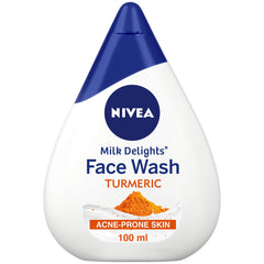 Nivea Women Face Wash for Acne Prone Skin, Milk Delights Turmeric, Reduces 99.9% Pimple Causing Bacteria, 100 ml