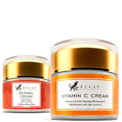 Eclat Skincare Plump & Smooth - Vitamin C Face Moisturizer and Retinol Face Moisturizer Night Cream - 100% Vegan & Dermatologist Developed