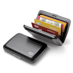 Aluminium Smart Case V2 Wallet - Metal Clasp - RFID Blocking Card Holder - Holds up to 10 Cards and Banknotes - Aluminum Black