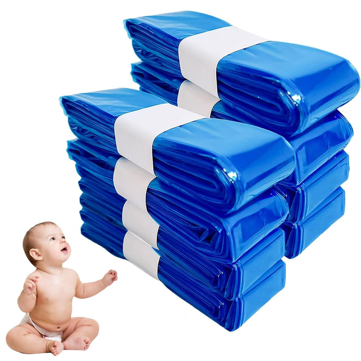 Rukoy Eco-Friendly Nappy Bin Refill Bags, 8 Pack Nappy Bin Refills, Smellproof, Diaper Pail Refills Compatible with Tommee Tippee, Twist & Click, AngelCare, Genie, Foppapedretti