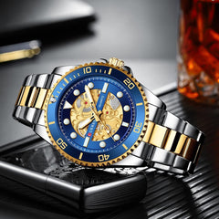 CURREN 8412 Wrist Watch Men's Quartz Sports Brand Luxury Business Waterproof Stainless Steel (TETON BLUE)