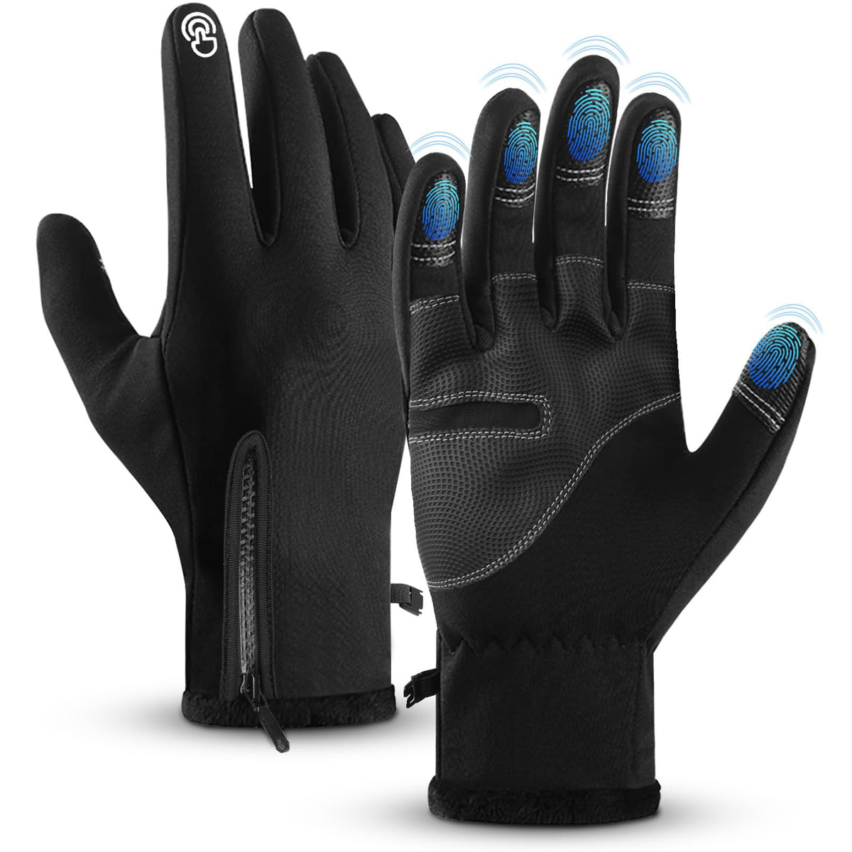 TERRIFI Winter Gloves, Men Women Touch Screen Glove, Classic Unisex Leather Gloves for Cycling, Running, and Fishing - Waterproof and Thermal for Men and Women