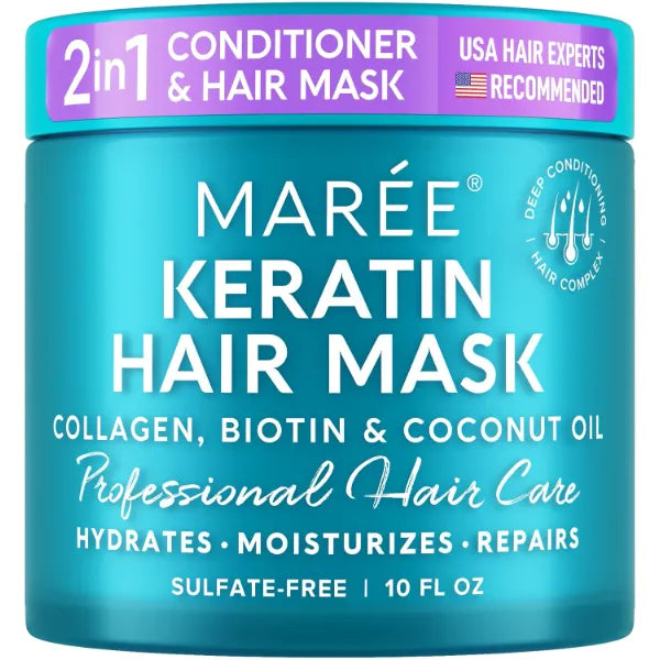 MAREE Hair Mask for Damaged Hair - Keratin Treatment Conditioner - Extremely Deep Conditioning Mask, Hydrating & Repairing, Keratina Mascarilla Para el Cabello