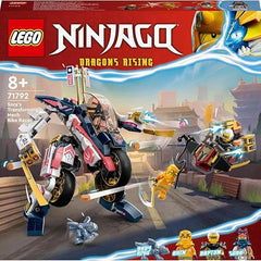 LEGO 71792 NINJAGO Sora's Transforming Mech Bike Racer, 2in1 Set with Transforming Mech Action Figure to Ninja Motorbike Toy for Kids, Boys, Girls, plus 3 Minifigures