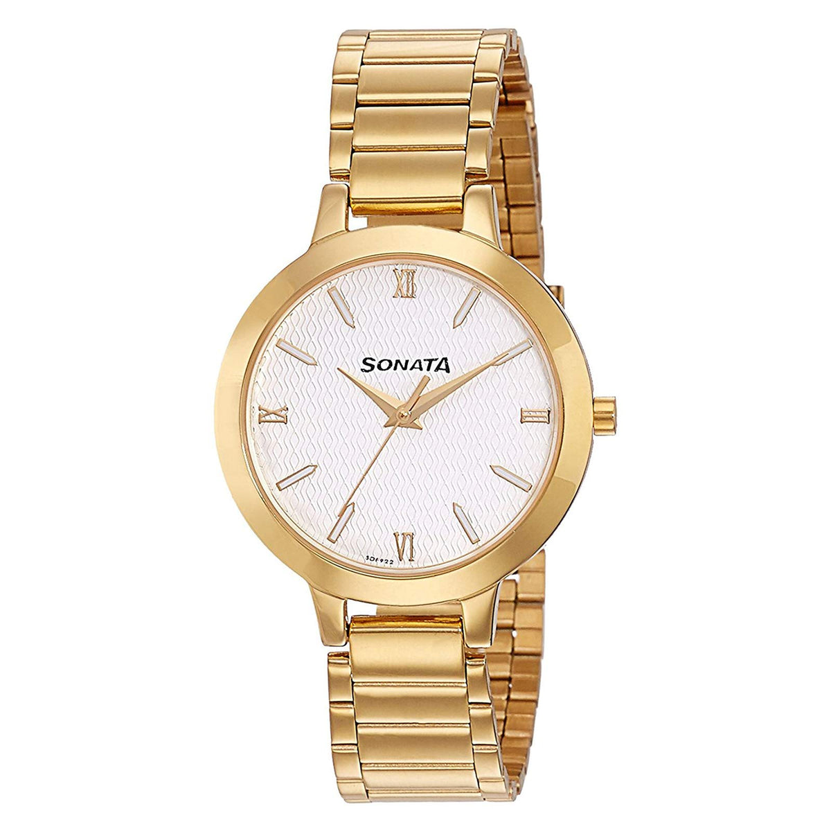 Sonata Women's White Dial Stainless Steel Band Watch - 8141YM01
