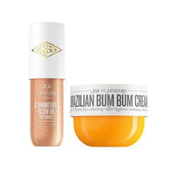 Sol de Janeiro Glow & Go Champagne Bundle | Brazilian Bum Bum Cream 8.1 fl oz. + Rio Sunset Glowmotions Glow Oil 2.5 fl oz