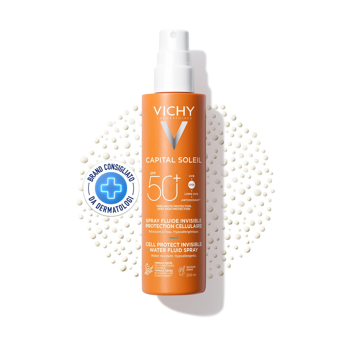 Vichy Capital Soleil Invisible Fluid Sunscreen Spray SPF50+ for Face and Body 200ML