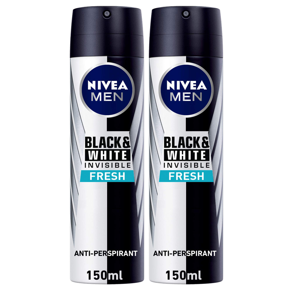 NIVEA MEN Antiperspirant Spray for Men, Black & White Invisible Protection Fresh, 2x150ml