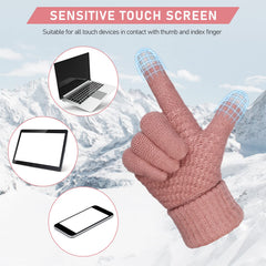 Women's Winter Warm Touchscreen Gloves, Thermal Knit Soft Fleece Lined Gloves Winter Texting Gloves Elastic Cuff Anti-Slip Gloves - Pink