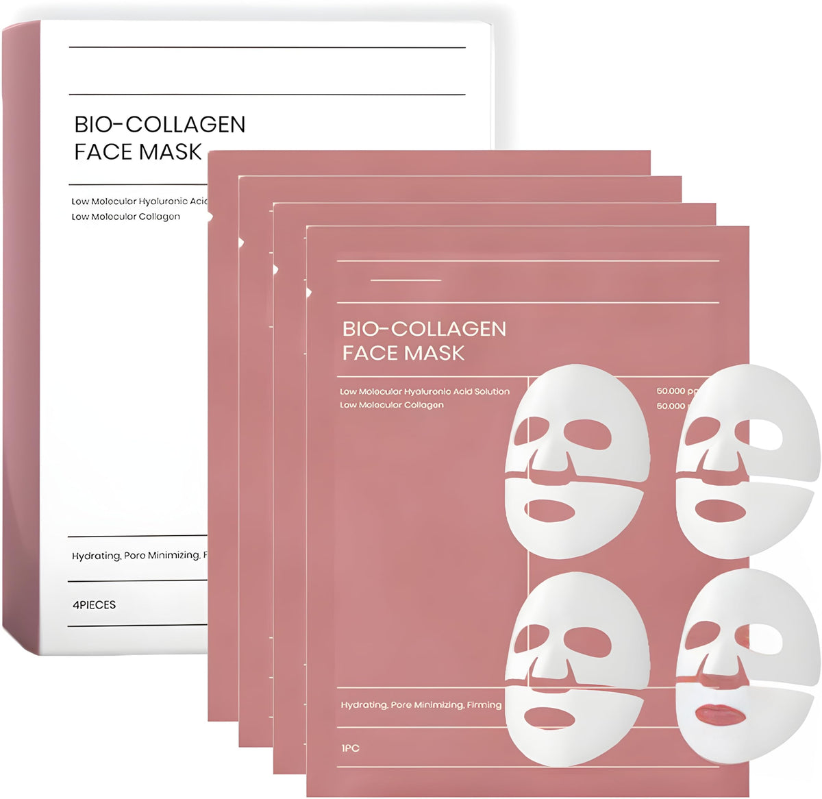 LA LUSH – 4 Pcs Bio-Collagen Real Deep Mask, Hydrating Overnight Hydrogel Mask, Pore Minimizing, Elasticity Improvement, 34g x4ea