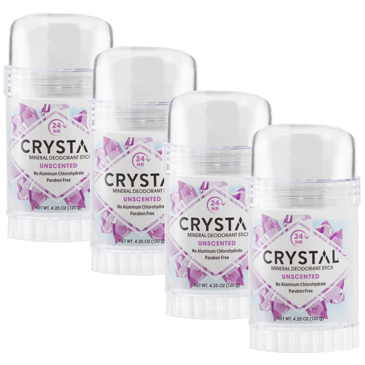Crystal Essence Mineral Deodorant Stick, Unscented, 4.25 oz (Pack of 4)