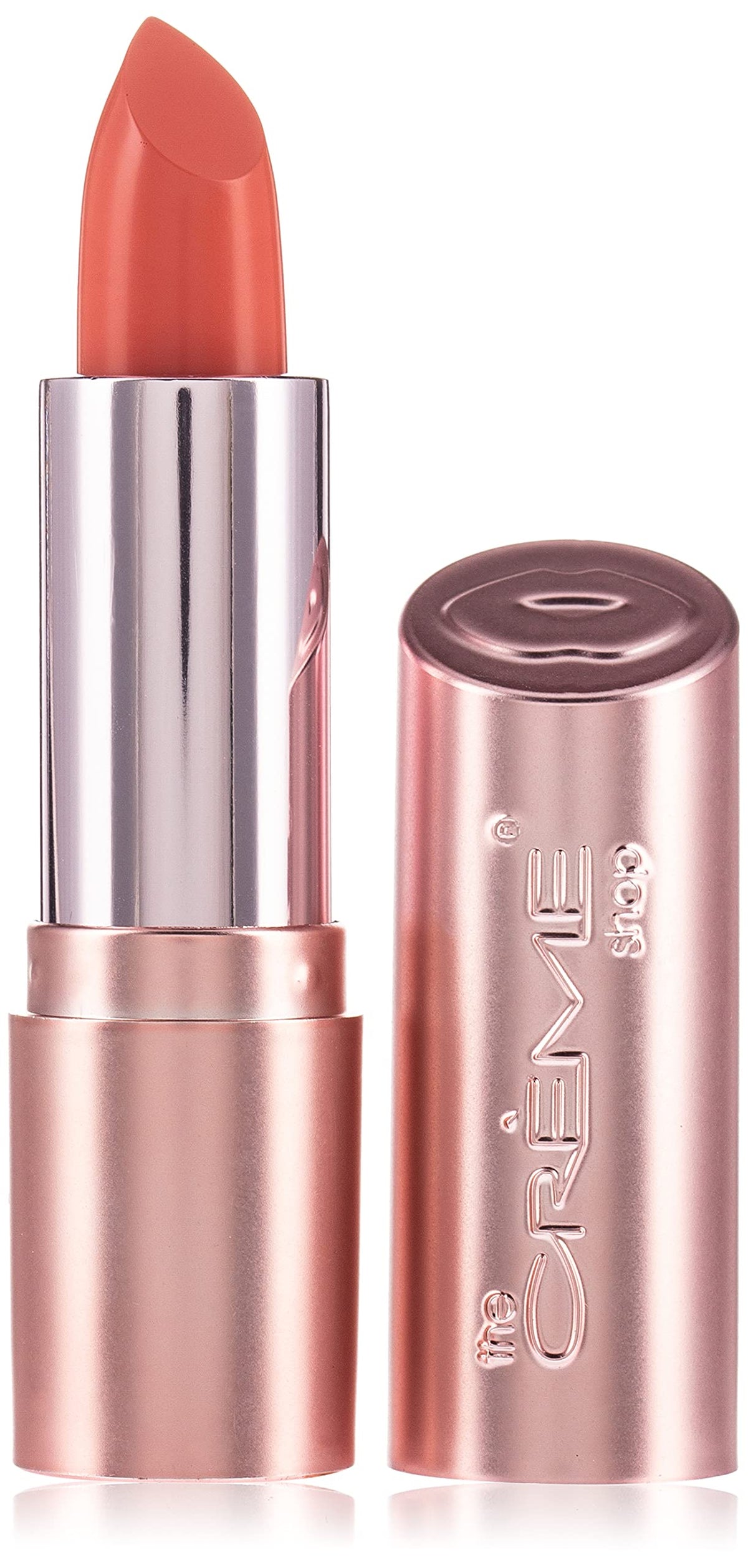 The Crème Shop Satin Lipstick, Peach Shade. Lip Moisturizing & Plumping, Long Lasting Pigmented Cream Formula. -Read My Lipstick, Peachy Keen
