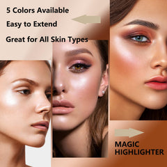 Highlighter Powder Makeup Palette - 5 Colors Highlighter Palette Glitter Bronzer Contour - Long Lasting Highly pigmented Powder Highlighter - Three Dimensional Face Make up