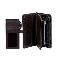 Men Wallet Long Style Card Holder Male Purse Zipper Large Capacity PU Leather Wallet for Men (Bronze)